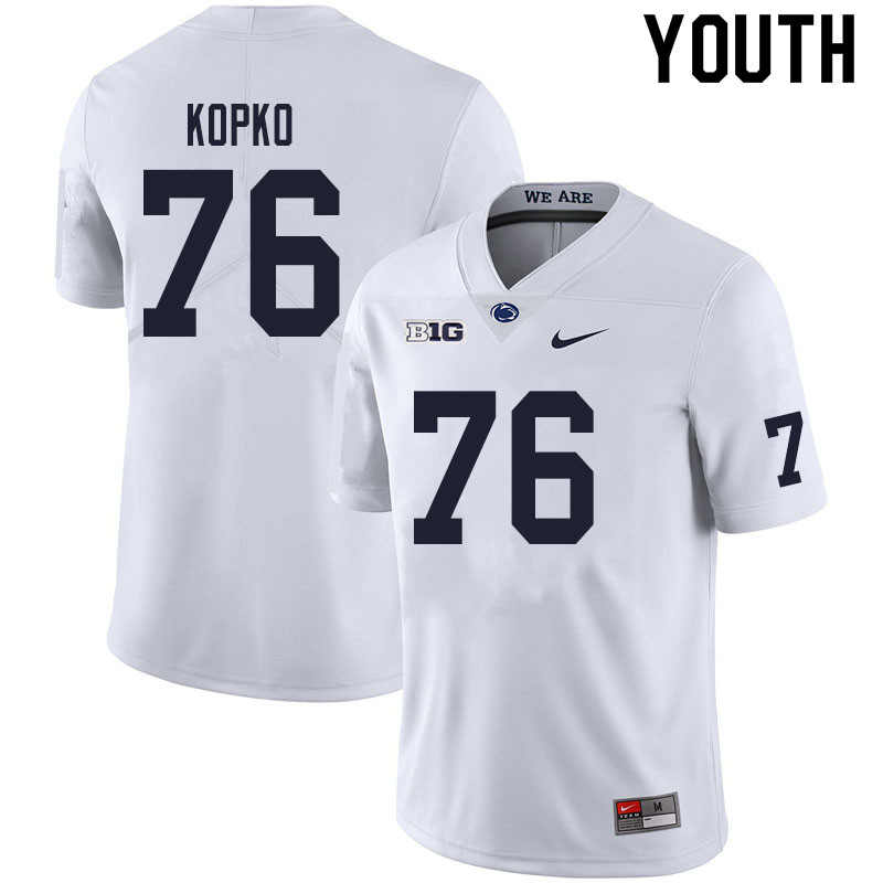 Youth #76 Justin Kopko Penn State Nittany Lions College Football Jerseys Sale-White